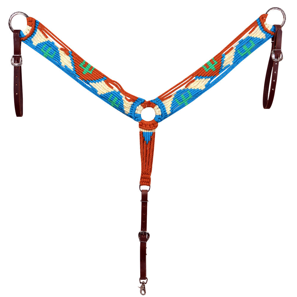 HILASON Western Wool Headstall & Breast Collar Tack Set Turquoise Brown | Leather for Horses