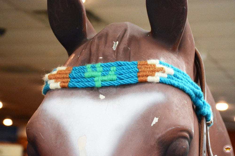 HILASON Western Wool Headstall & Breast Collar Tack Set Turquoise Brown | Leather for Horses