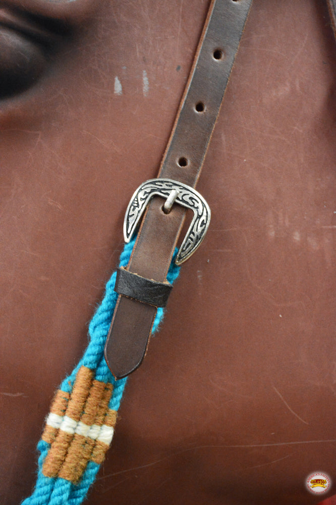 HILASON Western Wool Headstall & Breast Collar Tack Set Turquoise Brown | Leather for Horses
