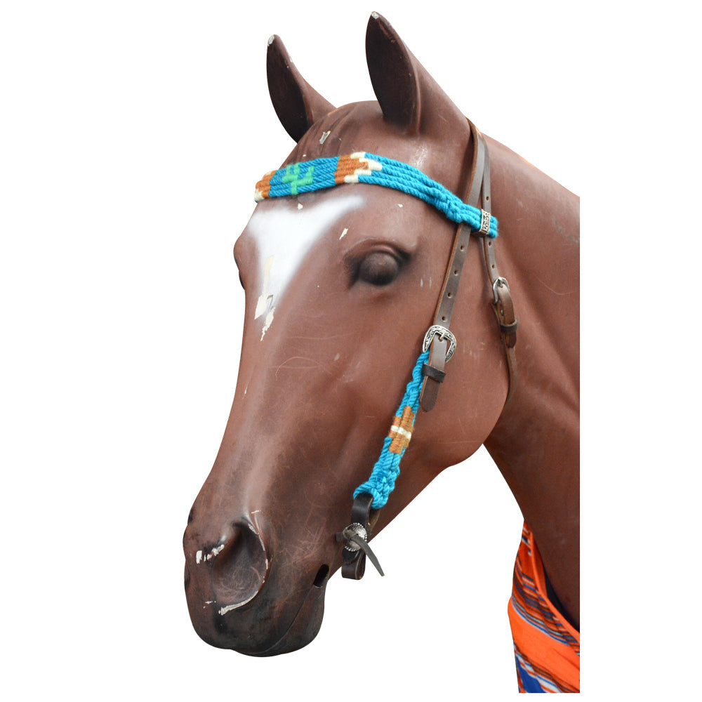 HILASON Western Wool Headstall & Breast Collar Tack Set Turquoise Brown | Leather for Horses