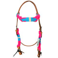 HILASON Western Wool Breast Collar Headstall Set Tack Set Turquoise & Pink