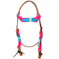 HILASON Western Wool Headstall & Breast Collar Tack Set Turquoise Pink | Leather for Horses
