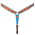 Hilason Cactus Western Wool Hand Tooled Breast Collar Headstall Tack Set Brown/Turquoise