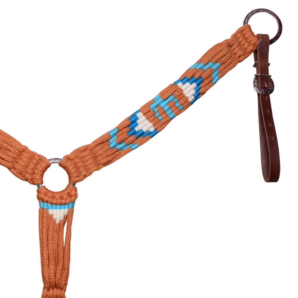 HILASON Western Wool Headstall & Breast Collar Tack Set Turquoise/Brown | Leather for Horses