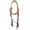 HILASON Western Wool Headstall & Breast Collar Tack Set Turquoise/Brown | Leather for Horses