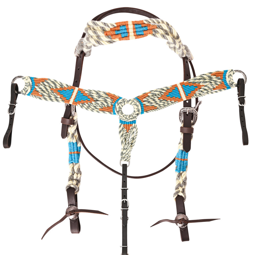 HILASON Western Wool Headstall & Breast Collar Tack Set Grey Off White |