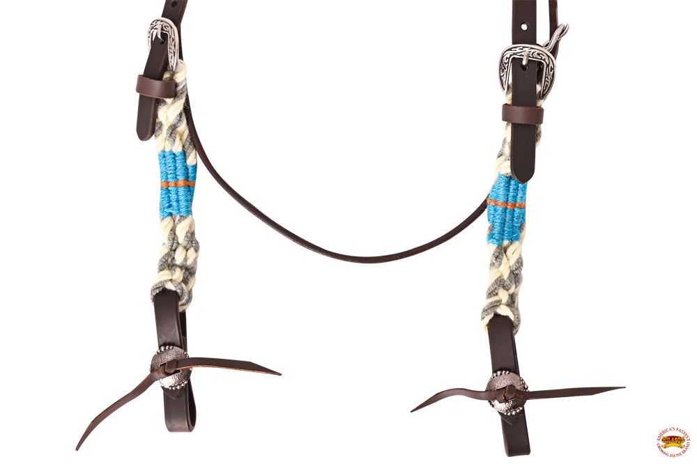 HILASON Western Wool Headstall & Breast Collar Tack Set Grey Off White |