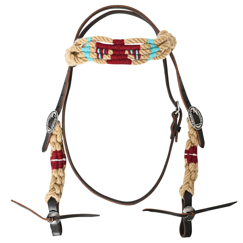 HILASON Western Wool Headstall & Breast Collar Tack Set Tan with Maroon |
