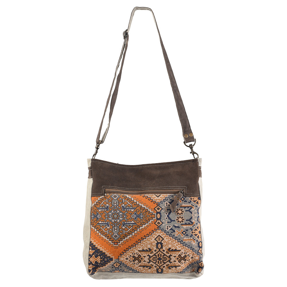 OHLAY Upcycled Canvas Genuine Leather Messenger Bag