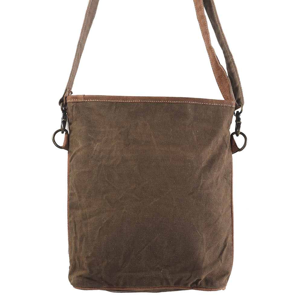 Ohlay Messenger Upcycled Canvas Hair-on Genuine Leather