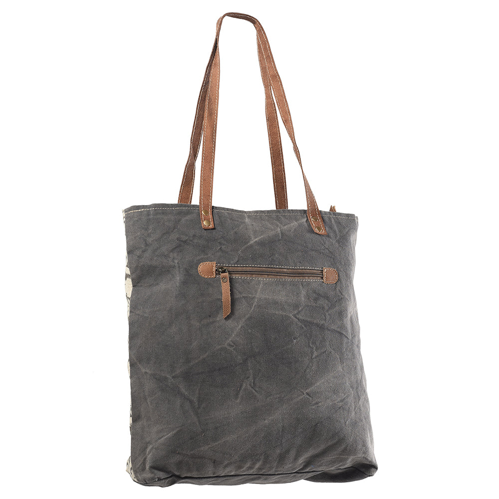OHLAY Upcycled Canvas Genuine Leather Tote