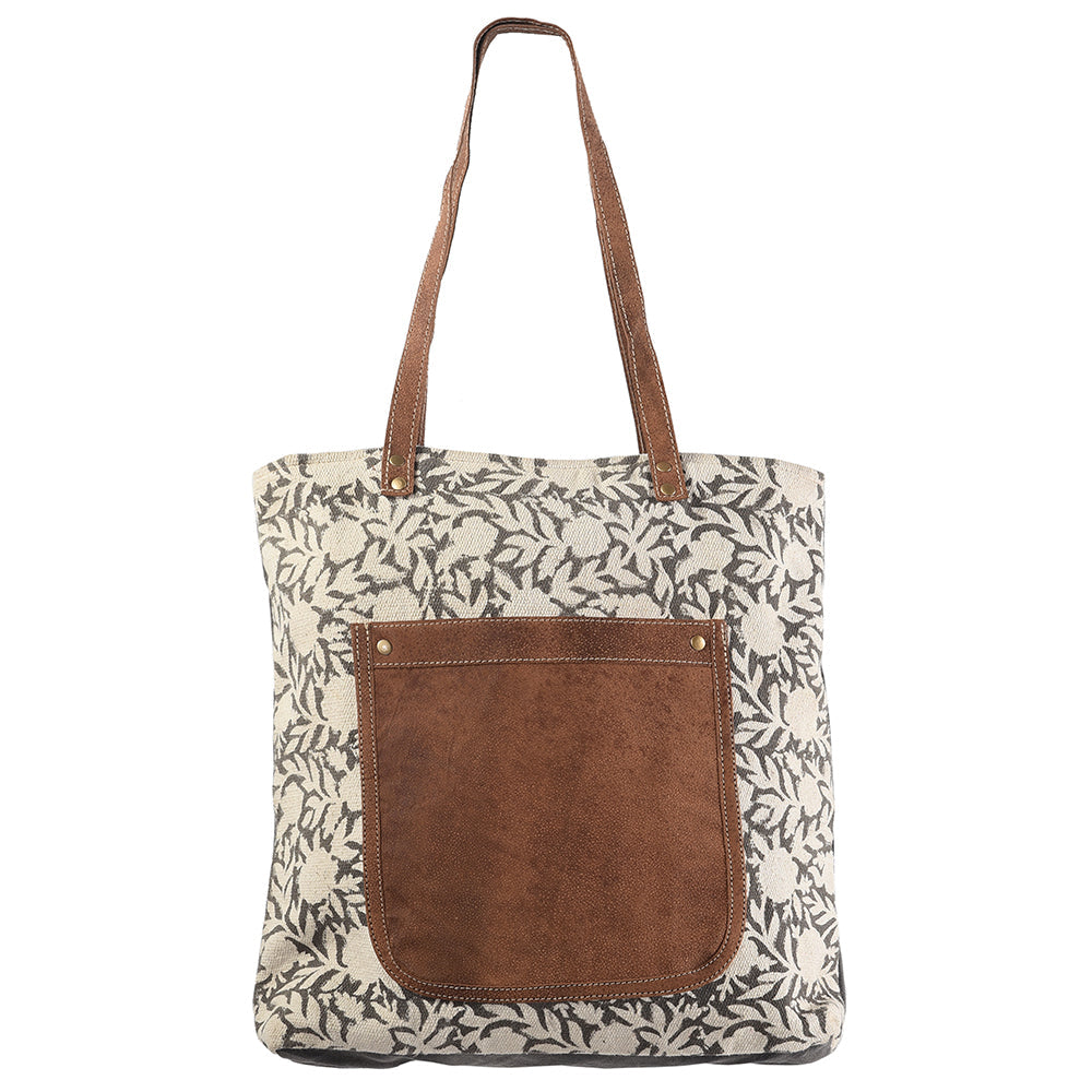 OHLAY Upcycled Canvas Genuine Leather Tote