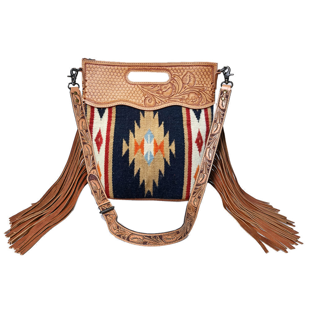 American Darling Clutch Hand Tooled Saddle Blanket Genuine Leather