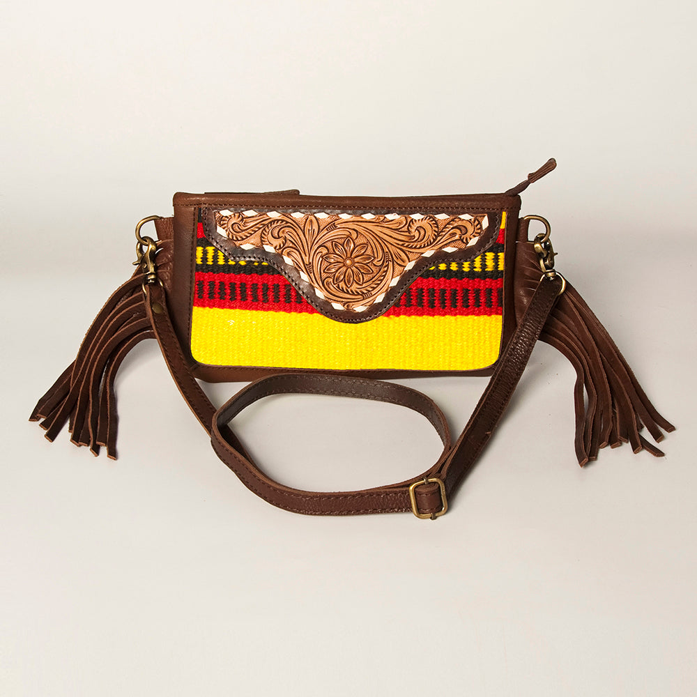 American Darling Small Crossbody Hand Tooled Saddle Blanket Genuine Leather