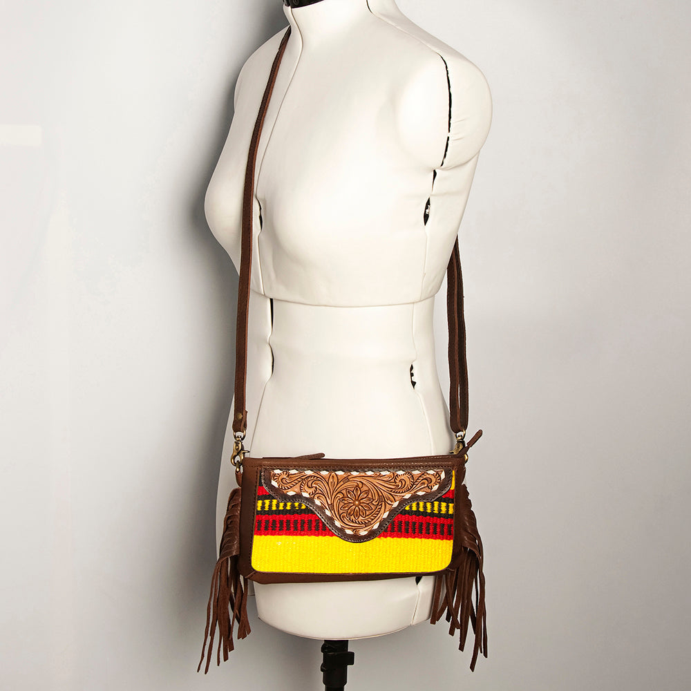 American Darling Small Crossbody Hand Tooled Saddle Blanket Genuine Leather