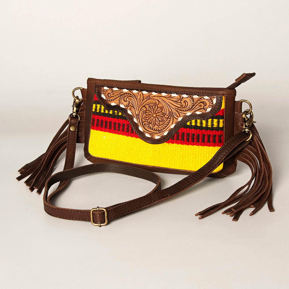 American Darling Small Crossbody Hand Tooled Saddle Blanket Genuine Leather