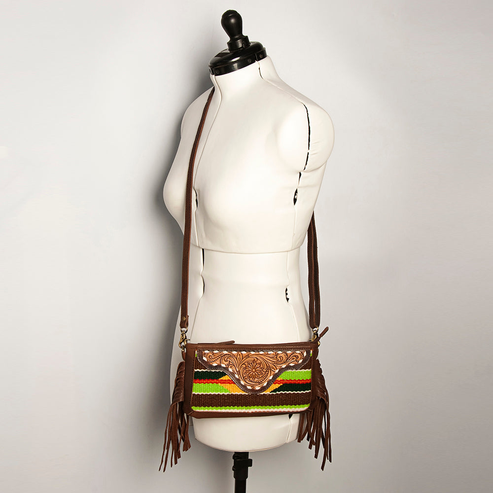 American Darling Small Crossbody Hand Tooled Saddle Blanket Genuine Leather