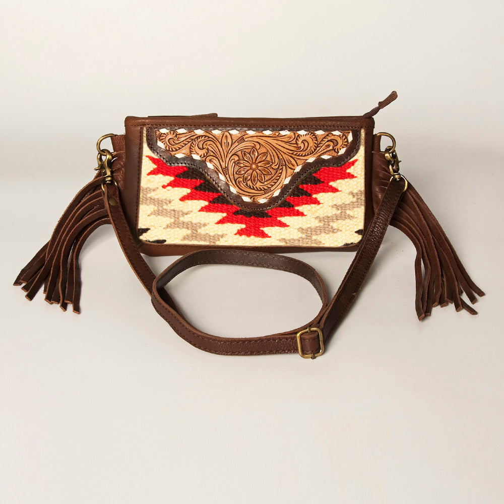 American Darling Small Crossbody Hand Tooled Saddle Blanket Genuine Leather