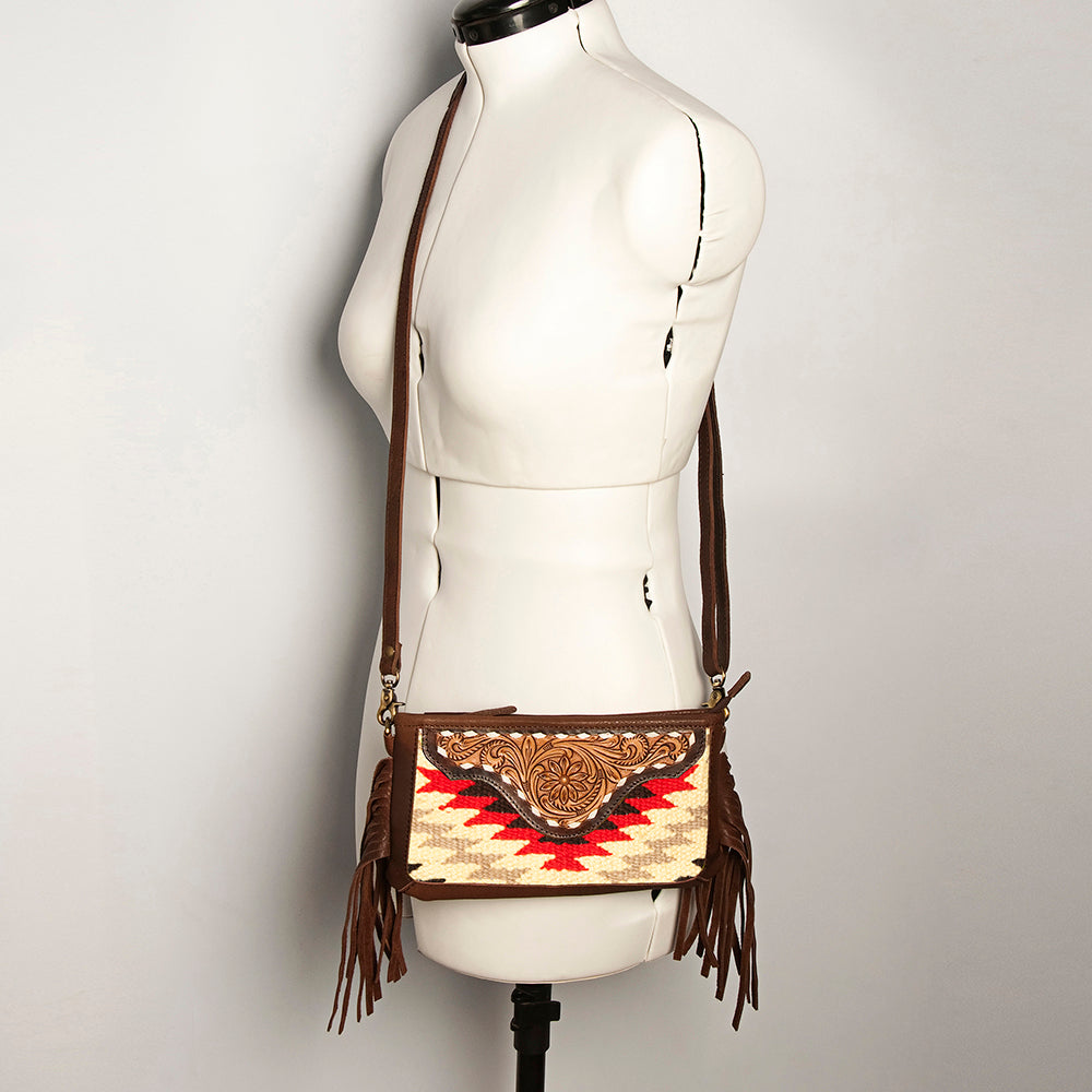 American Darling Small Crossbody Hand Tooled Saddle Blanket Genuine Leather