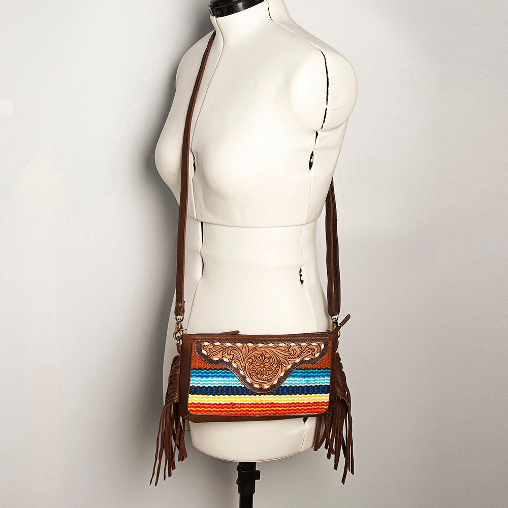 American Darling Small Crossbody Hand Tooled Saddle Blanket Genuine Leather