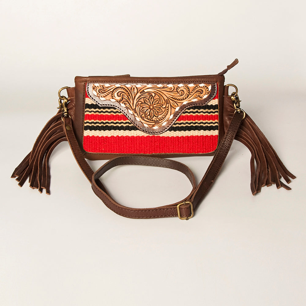American Darling Small Crossbody Hand Tooled Saddle Blanket Genuine Leather