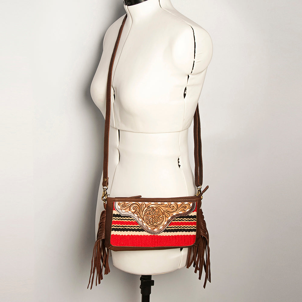American Darling Small Crossbody Hand Tooled Saddle Blanket Genuine Leather