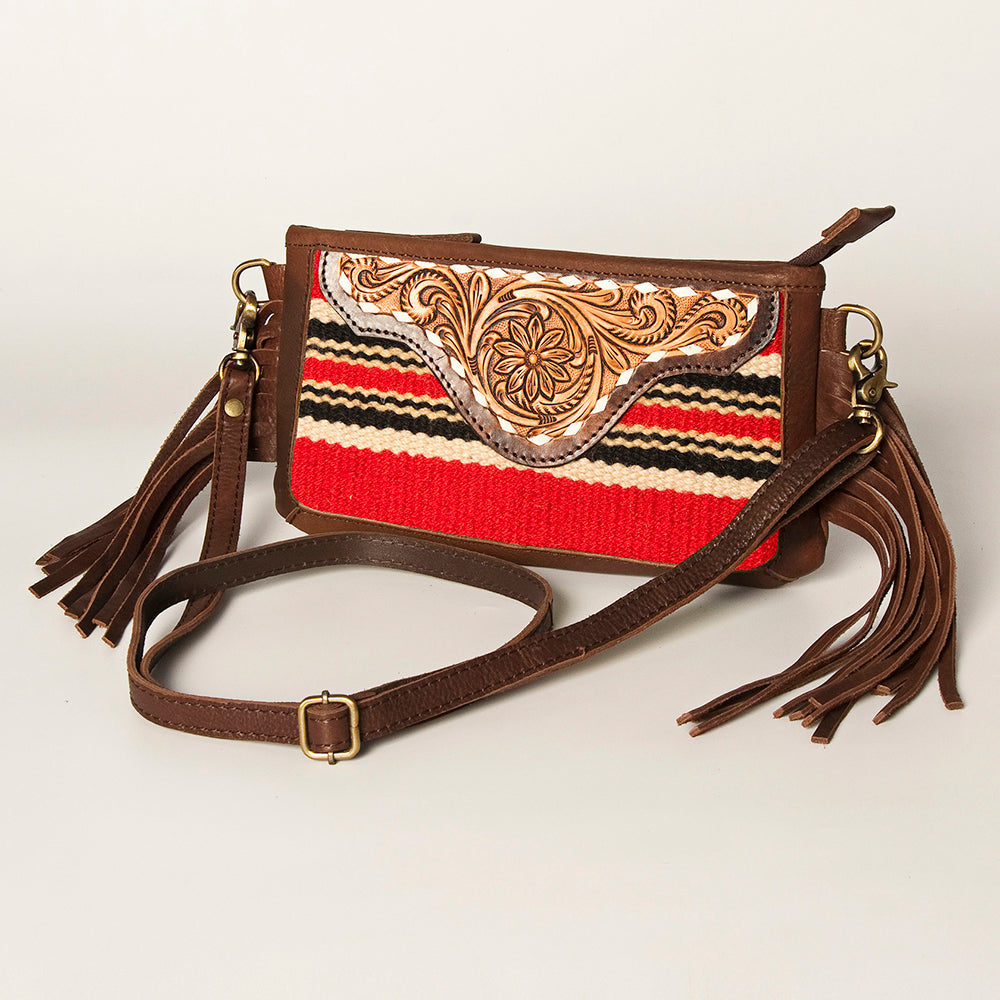 American Darling Small Crossbody Hand Tooled Saddle Blanket Genuine Leather