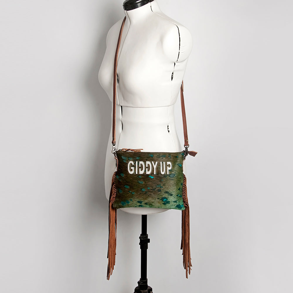 American Darling Western Small Crossbody Bag – Genuine Hair-On Cowhide Leather with Fringes, Adjustable Strap, Handcrafted in Texas