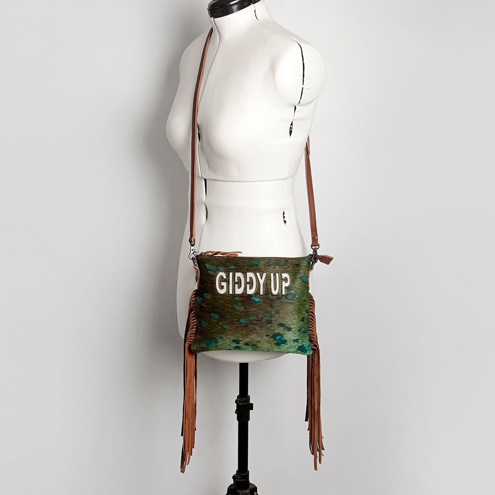 American Darling Western Small Crossbody Bag – Genuine Hair-On Cowhide Leather with Fringes, Adjustable Strap, Handcrafted in Texas