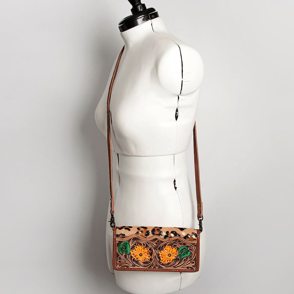 American Darling Western Wallet Bag Hair-On Cowhide Genuine Vegetable Tanned Leather Travel Clutch with YKK Zipper