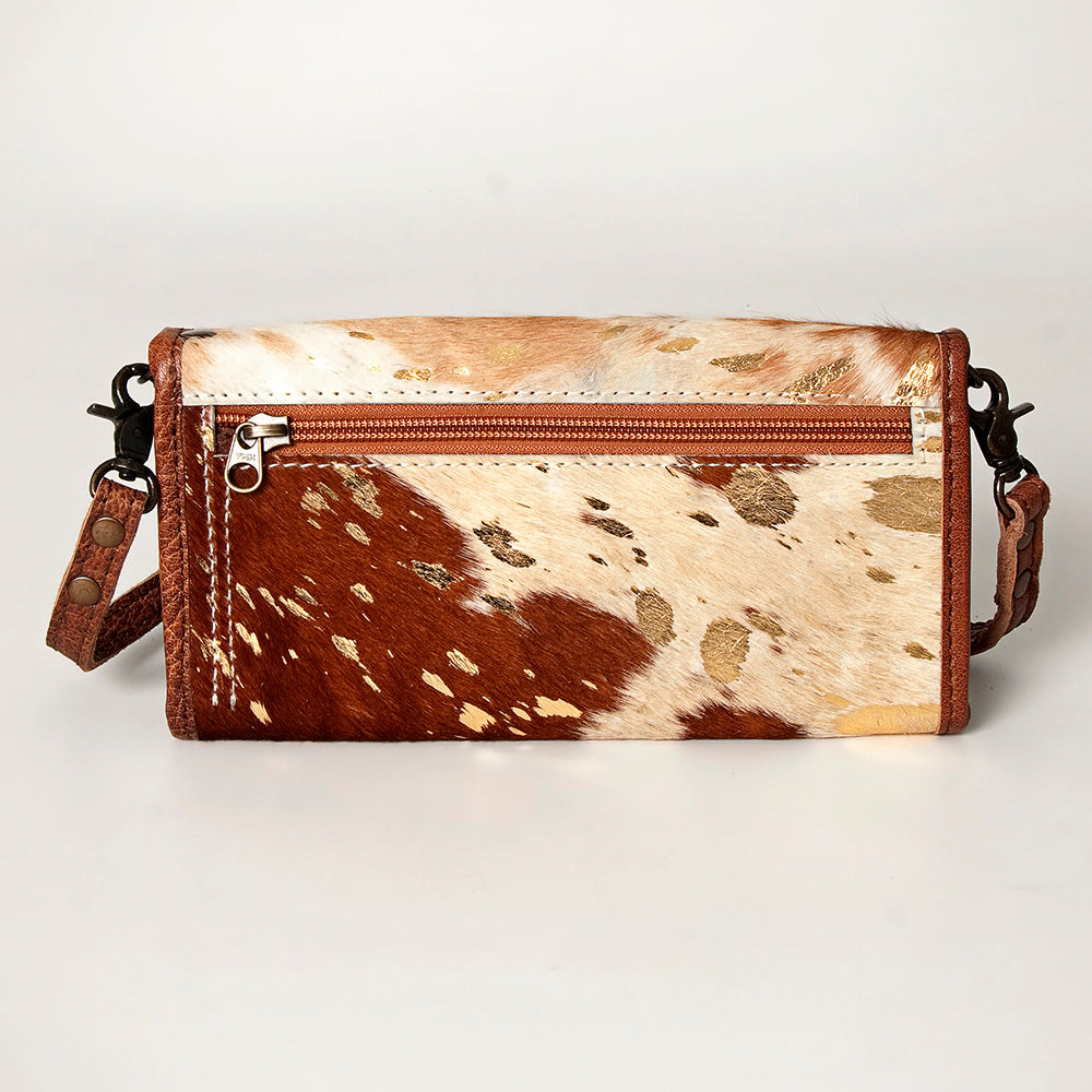 American Darling Western Wallet Bag Hair-On Cowhide Genuine Vegetable Tanned Leather Travel Clutch with YKK Zipper