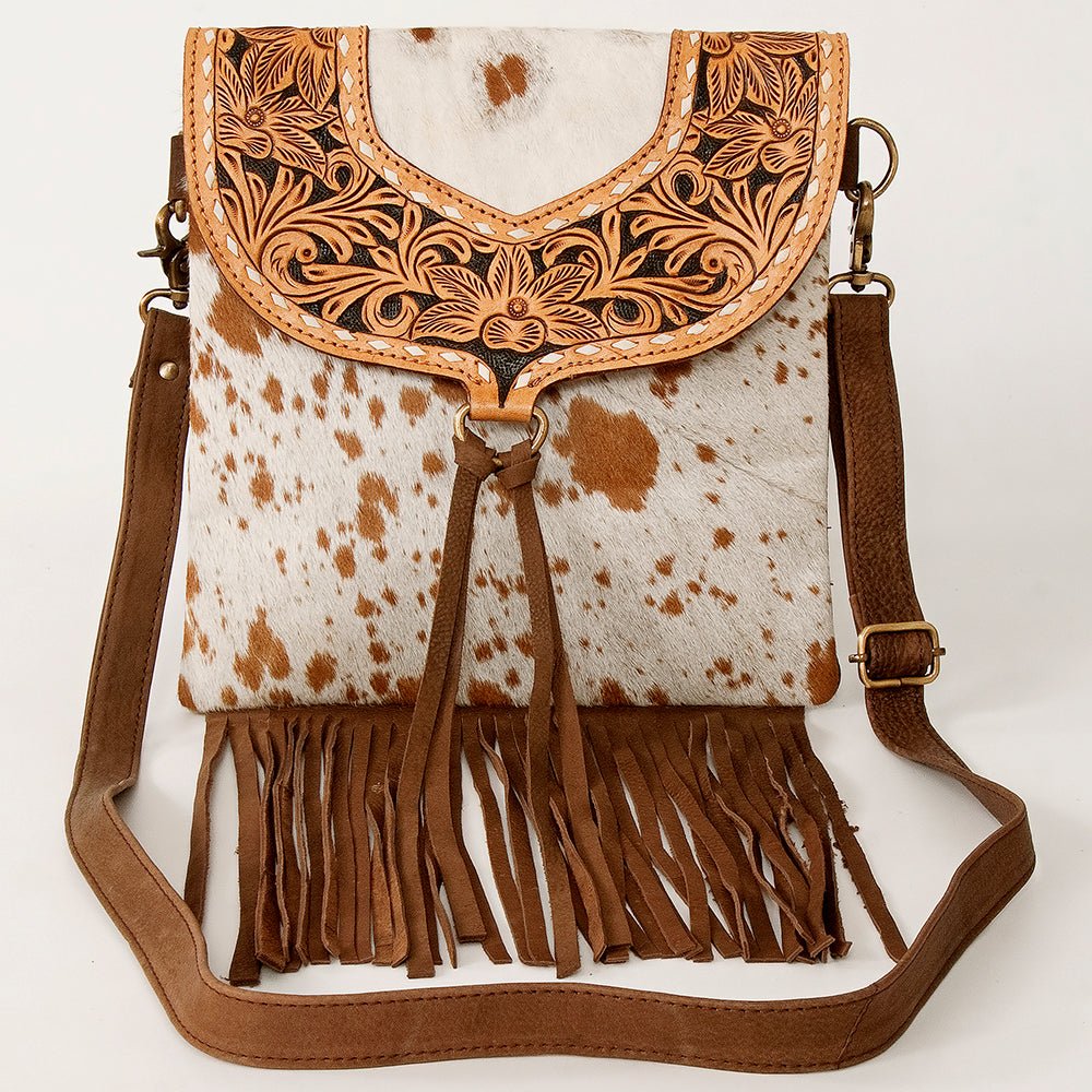 American Darling Messenger Hand Tooled Hair-On Genuine Leather