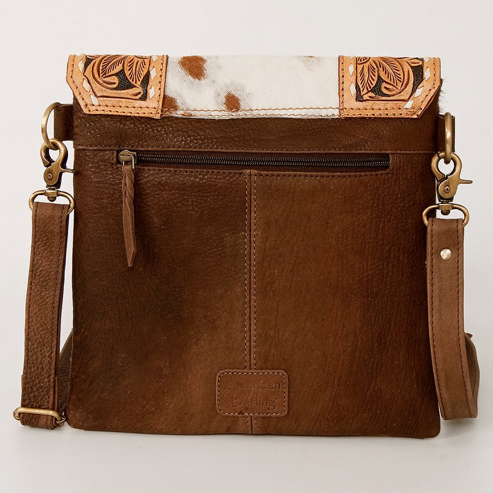 American Darling Messenger Hand Tooled Hair-On Genuine Leather
