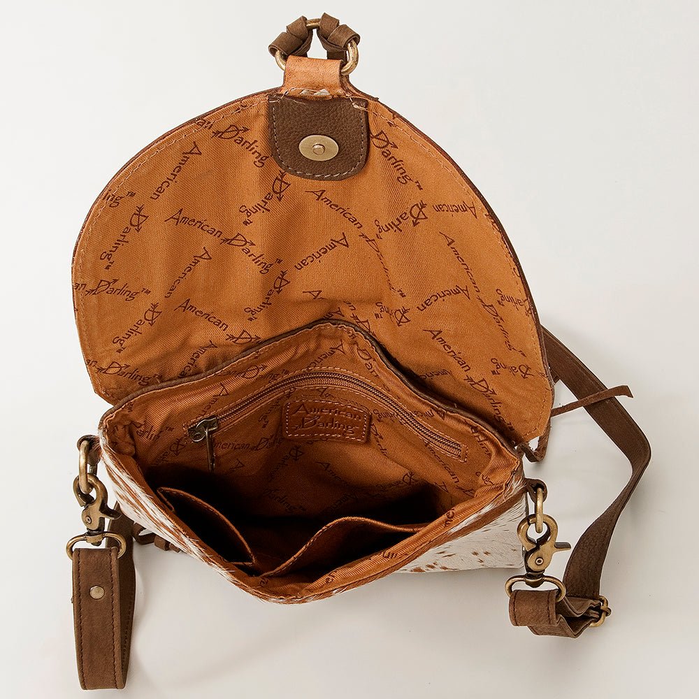 American Darling Messenger Hand Tooled Hair-On Genuine Leather