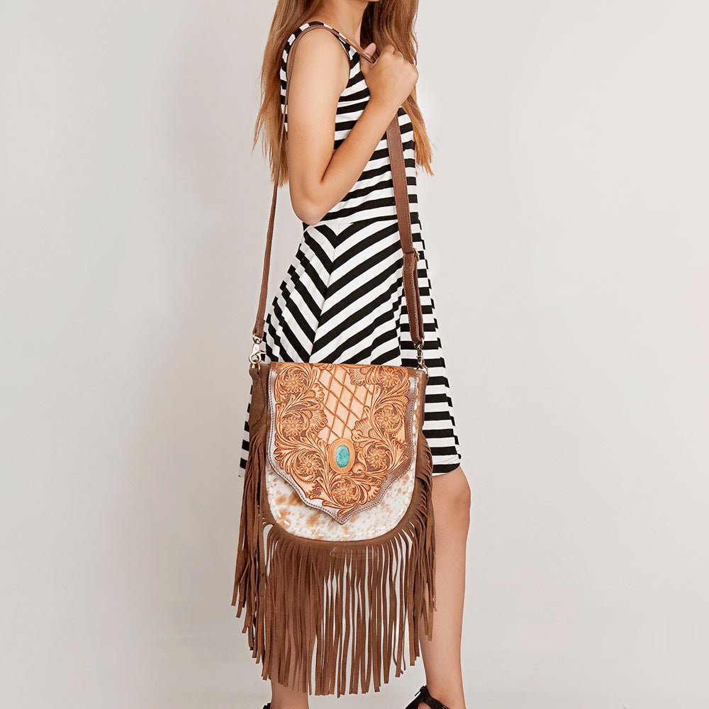 American Darling Large Crossbody Hand Tooled Genuine Leather