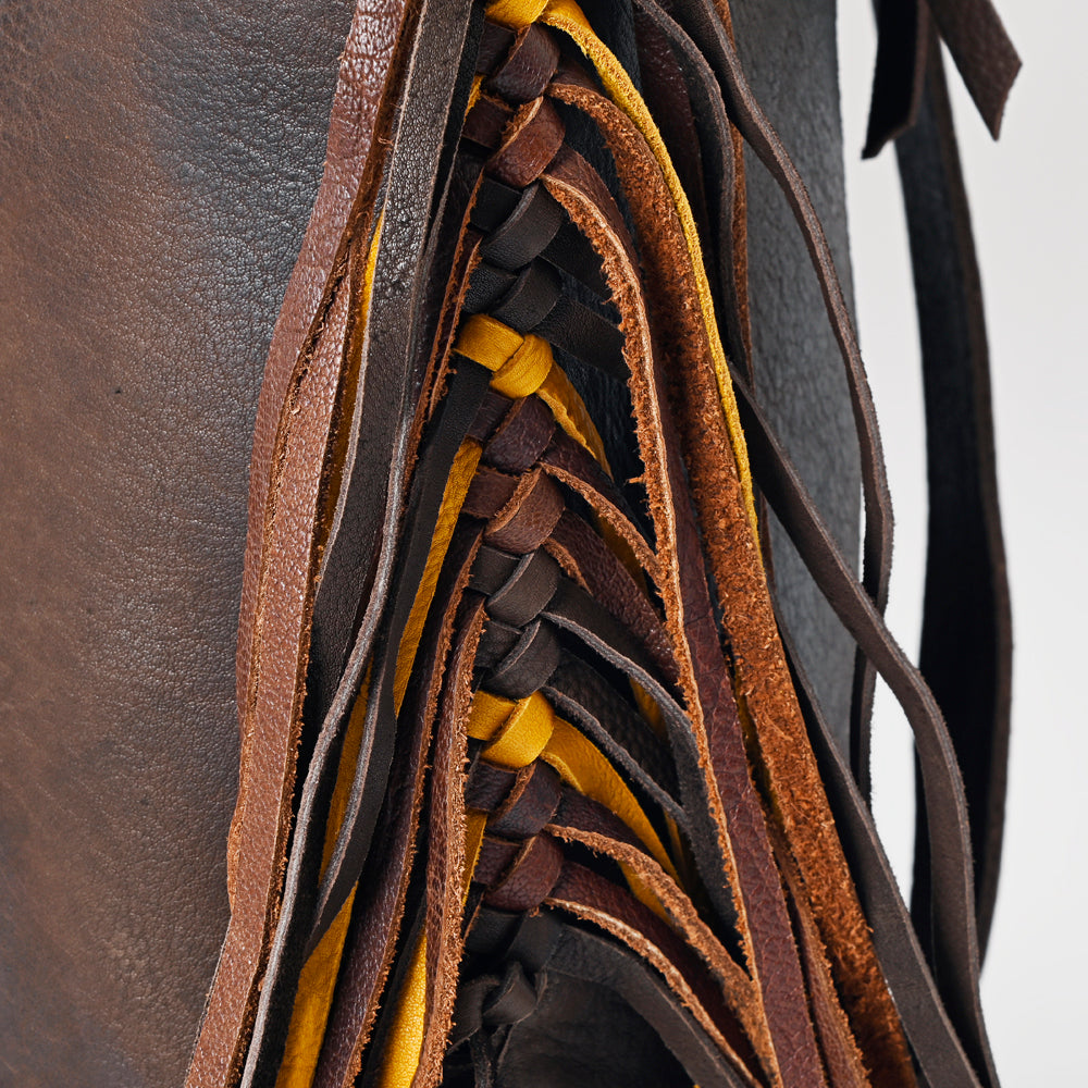 American Darling Backpack Western Genuine Leather Handcrafted Rucksack with Braided Detail and Drawstring Closure