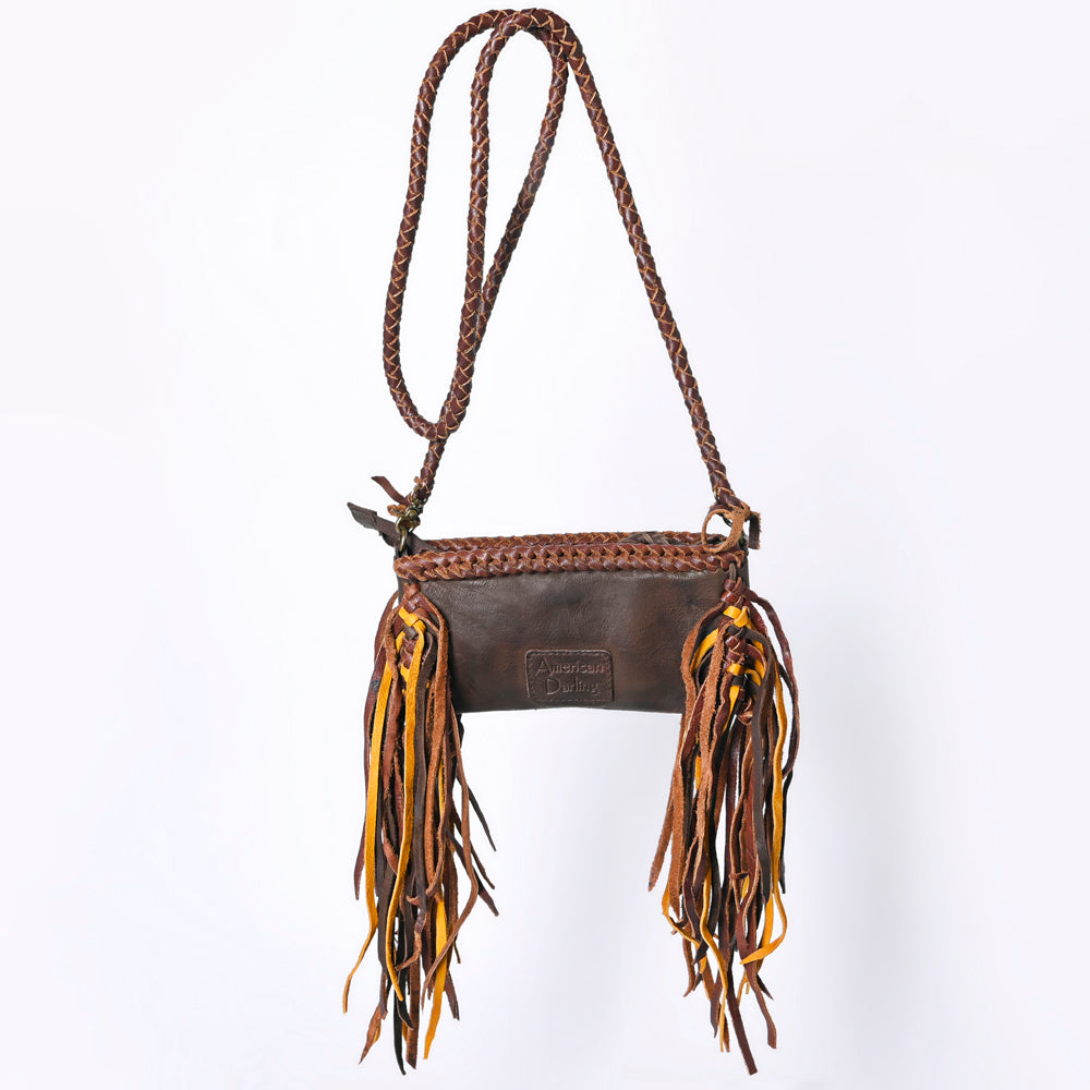 American Darling Small Cross body Bag Western Hair-On Cowhide Genuine Leather Handcrafted Purse with Fringes and Turquoise