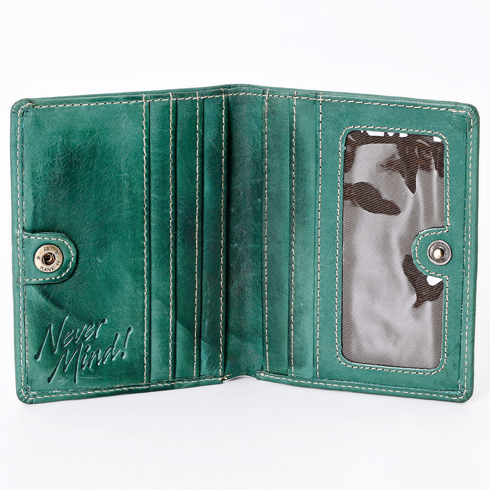 Never Mind Card-Holder Vintage Handmade Genuine Cowhide Leather