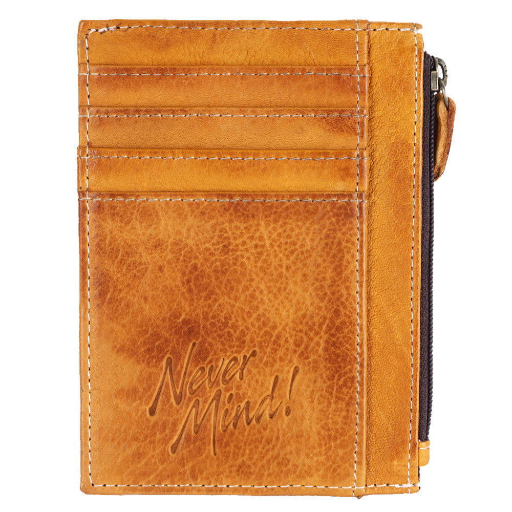 Never Mind Wallet Vintage Handmade Genuine Cowhide Leather