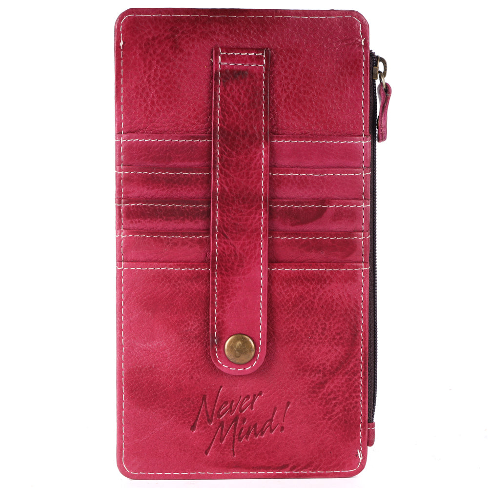 Never Mind Wallet Vintage Handmade Genuine Cowhide Leather