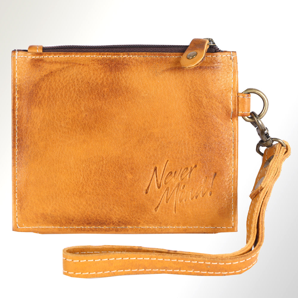 Never Mind Wallet Vintage Handmade Genuine Cowhide Leather