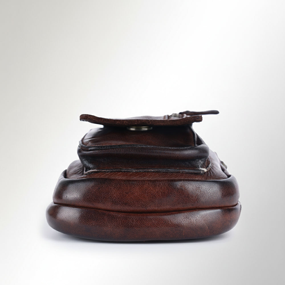 Spaghetti Western Swc203Brn Sling Vintage Handmade Drum Dyed Genuine European Cowhide Leather Women Bag Western Handbag Purse