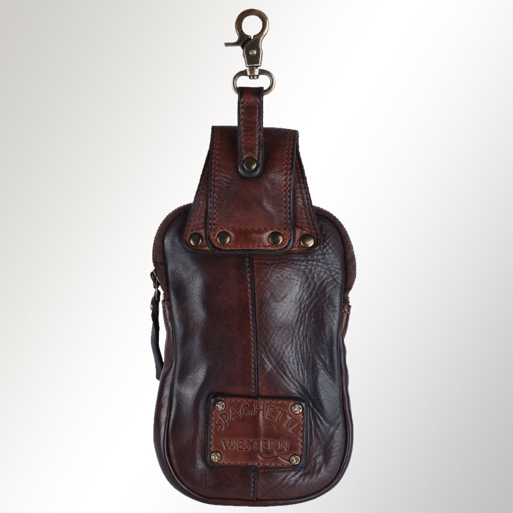 Spaghetti Western Sling Vintage Handmade Drum Dyed Genuine European Cowhide Leather