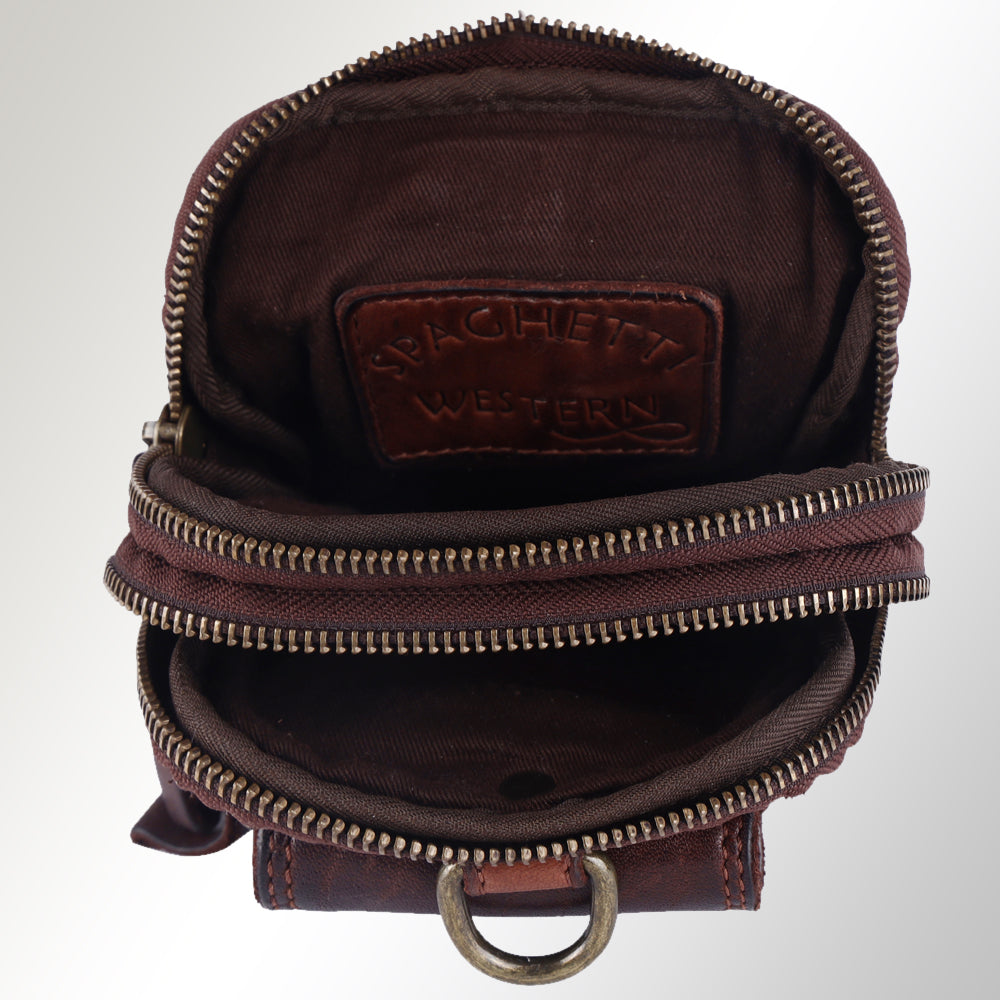 Spaghetti Western Sling Vintage Handmade Drum Dyed Genuine European Cowhide Leather