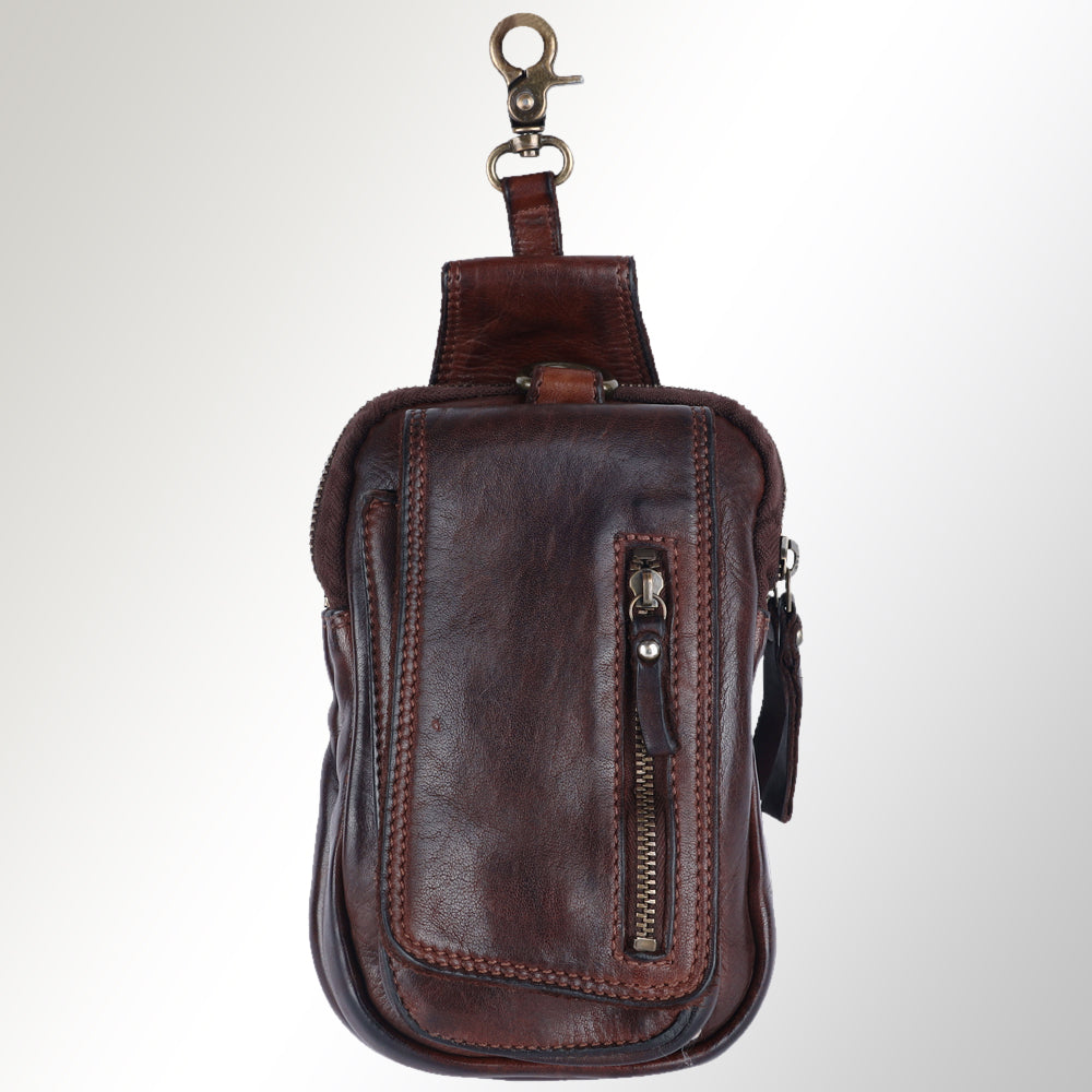Spaghetti Western Sling Vintage Handmade Drum Dyed Genuine European Cowhide Leather