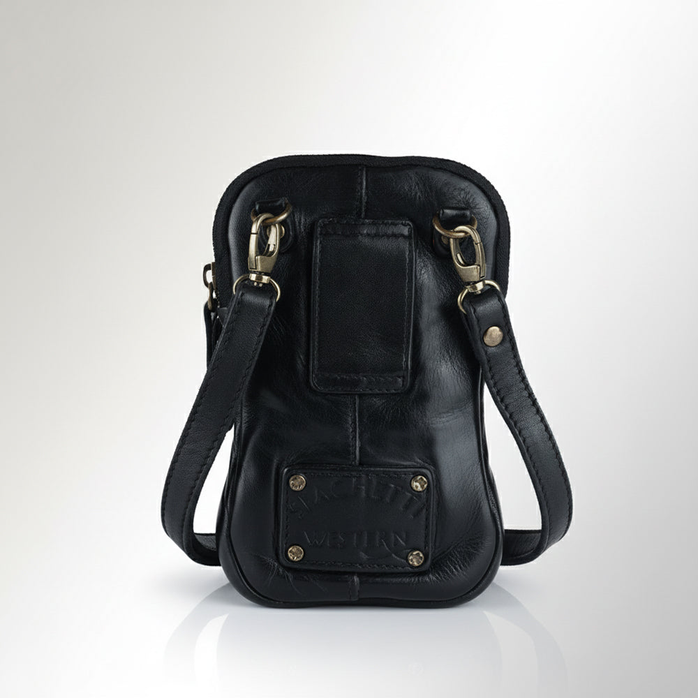 Spaghetti Western Swc205Blk Sling Vintage Handmade Drum Dyed Genuine European Cowhide Leather Women Bag Western Handbag Purse
