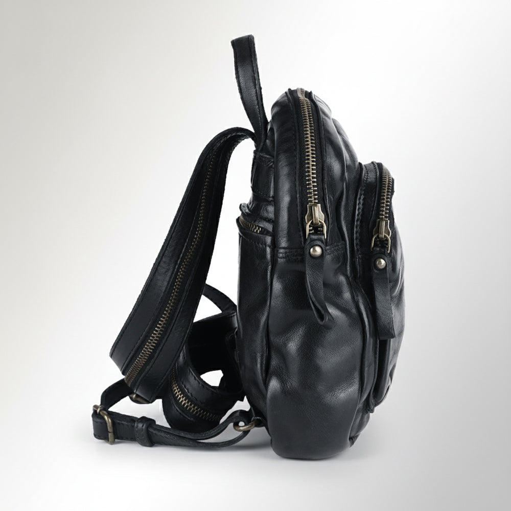 Spaghetti Western Swc206Blk Backpack Vintage Handmade Drum Dyed Genuine European Cowhide Leather Women Bag Western Handbag Purse