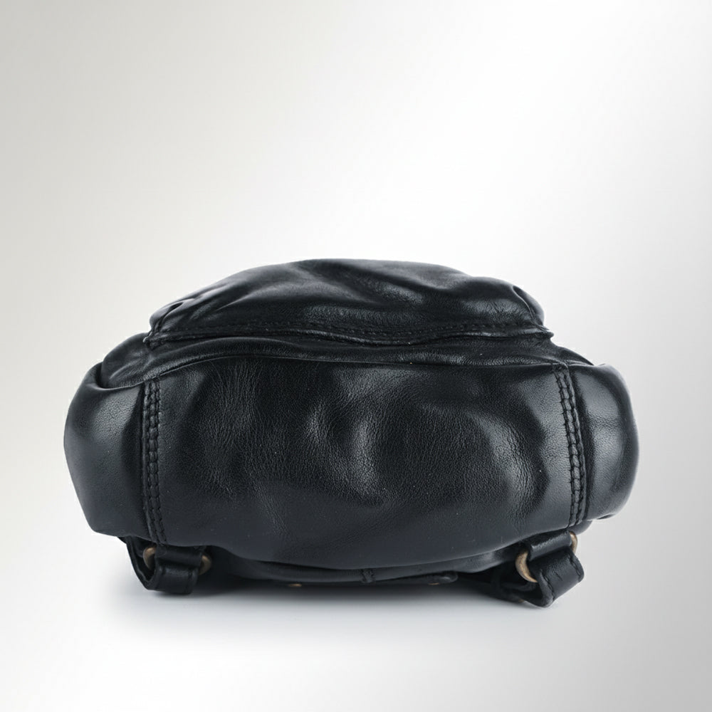 Spaghetti Western Swc206Blk Backpack Vintage Handmade Drum Dyed Genuine European Cowhide Leather Women Bag Western Handbag Purse