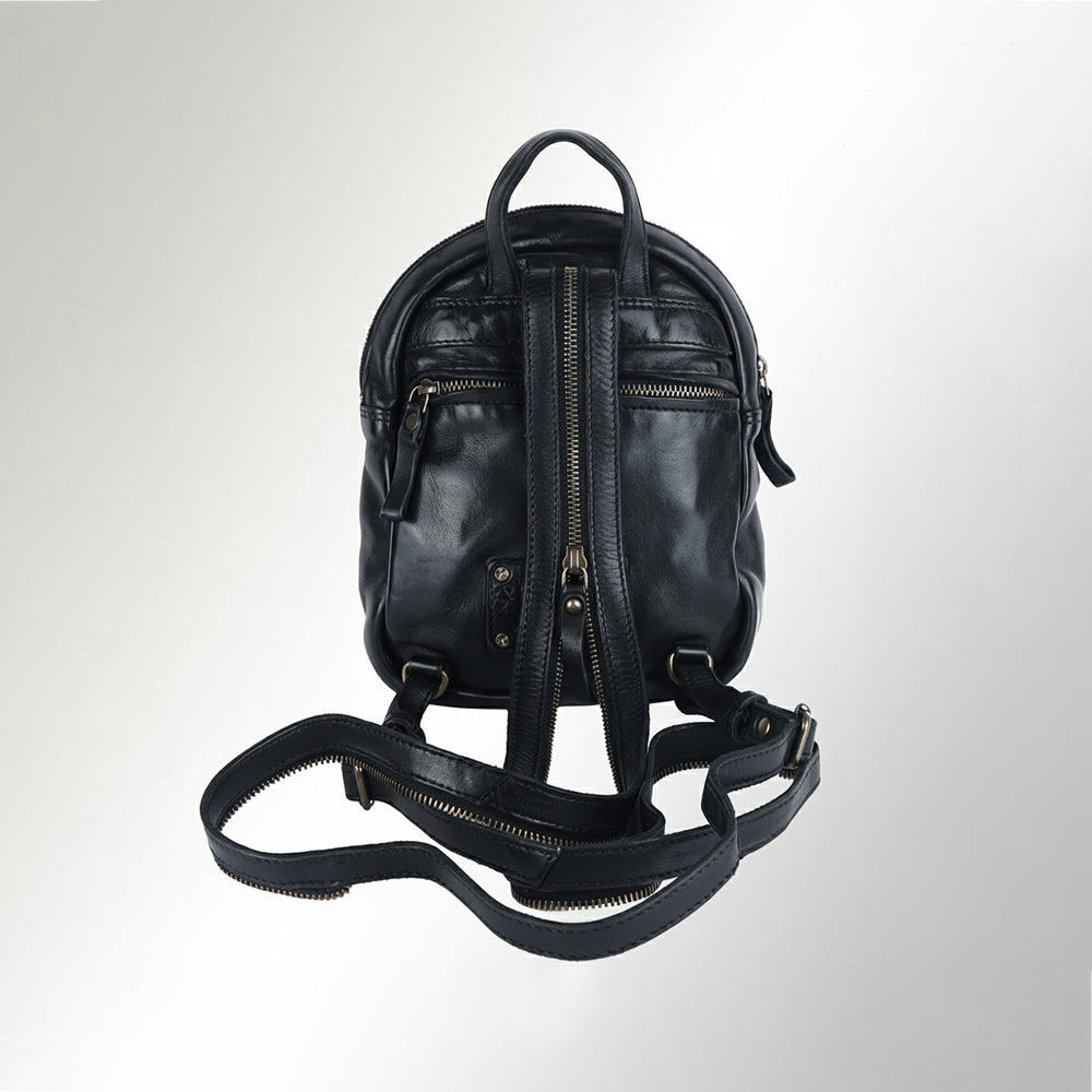 Spaghetti Western Swc206Blk Backpack Vintage Handmade Drum Dyed Genuine European Cowhide Leather Women Bag Western Handbag Purse