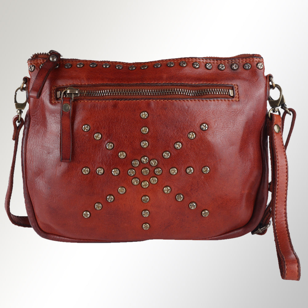 Spaghetti Western Crossbody Vintage Handmade Drum Dyed Genuine European Cowhide Leather